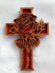 cross with rose