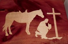 Praying cowboy cedar