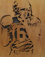 Joe Montana woodcut