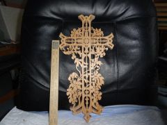 fancy Cross---------one in laminated sections of oak---------16 in height