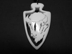 Bone White Bison Head