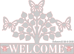 Welcome sign with butterflies