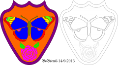 Shield Butterfly & rose