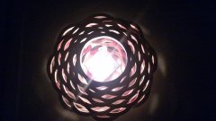 Wobble vase with candle inside, from above