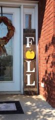 Fall sign with scrolled pumpkin made with knotty pine