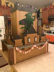 card box castle sent this off to Hawaii each piece and section all hand made and painted