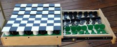 Stick chess pieces in drawer