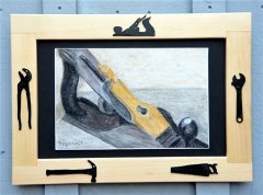 Framed Plane Chalk Drawing by Peggy West