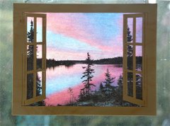 Sunset on Lake Pivabiska seen through a Window
