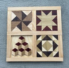 Wooden quilt block hanging